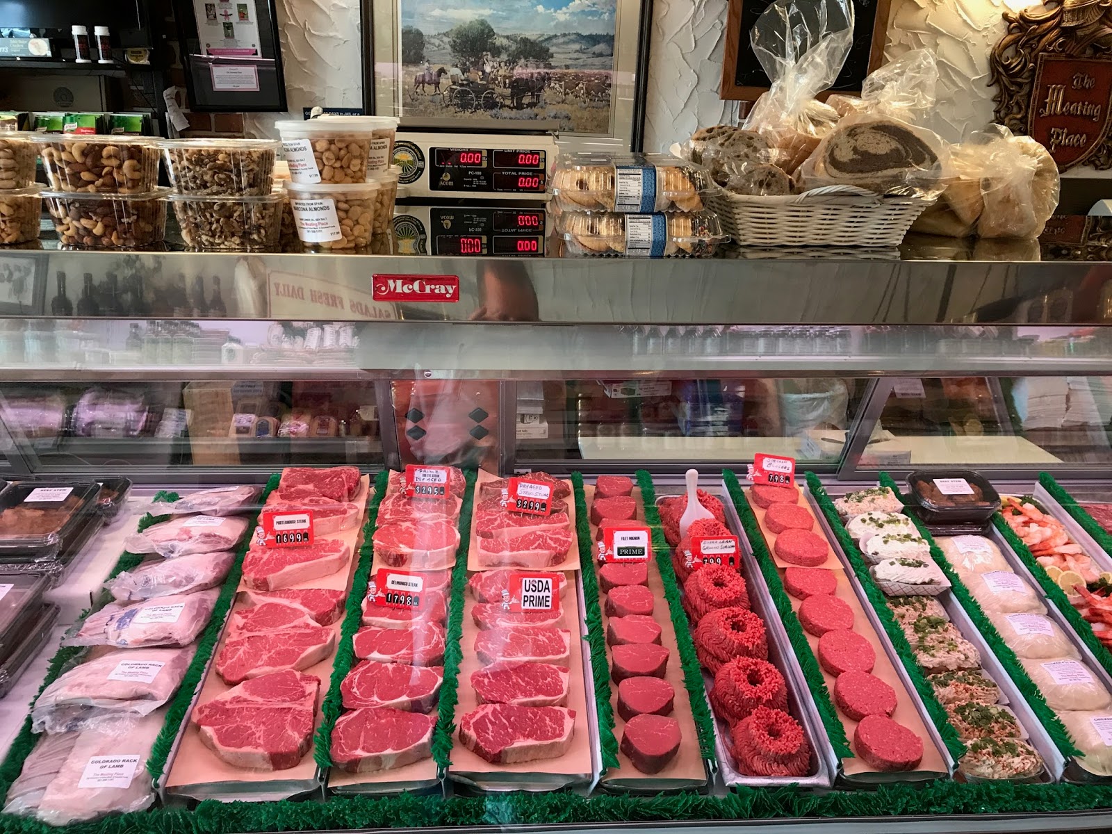 Butcher cutting meat